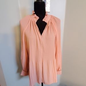 NWT- Limited pleated flowy long sleeved blouse